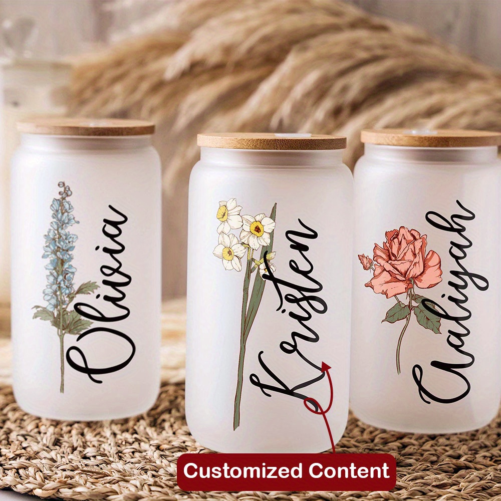 Coffee Equipment Names - Custom Birth Flower Name Glass Can