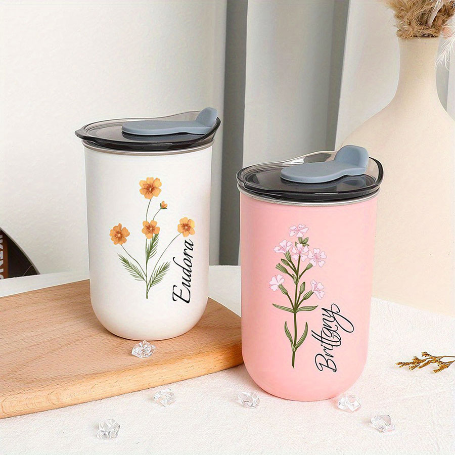 Coffee Equipment Names - Personalized Name Birth Flower Insulated Coffee