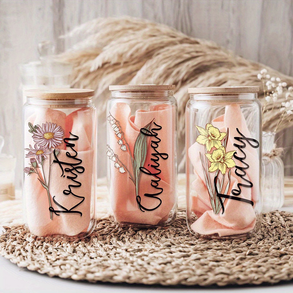 Custom Birth Flower Name Glass - огляд і ціна Coffee Equipment Names