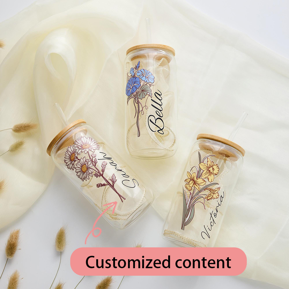 Custom Birth Flower Glass Can  - огляд і ціна Coffee Equipment Names