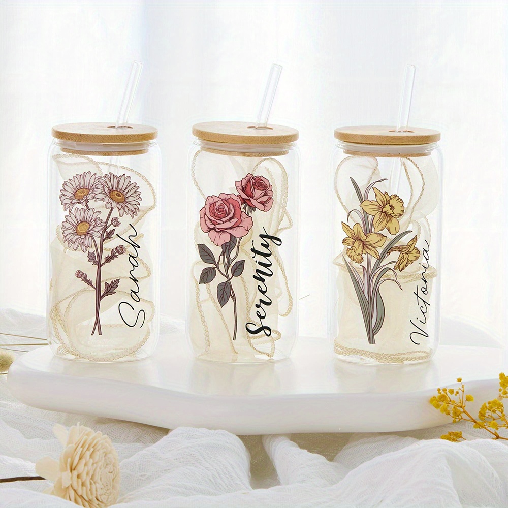 Custom Birth Flower Glass Can  - огляд і ціна Coffee Equipment Names