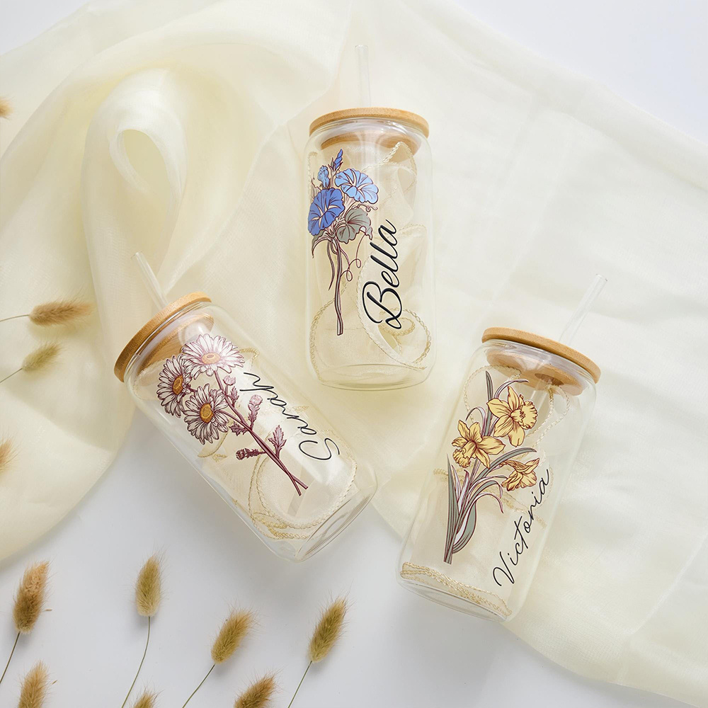 Custom Birth Flower Glass Can  - огляд і ціна Coffee Equipment Names